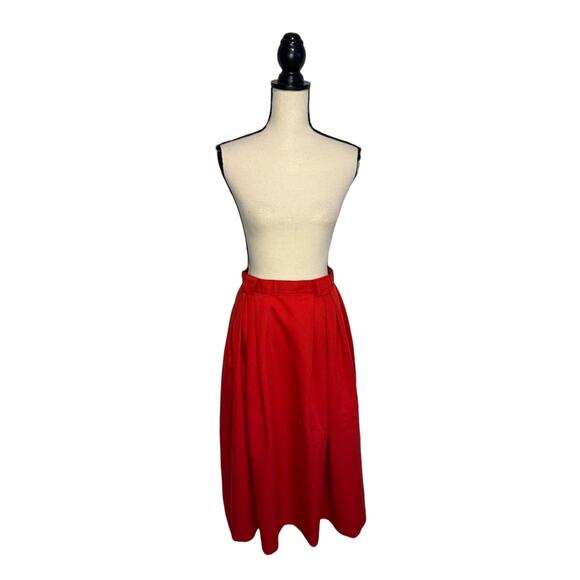 Vintage Bobbie Brooks Pleated Midi Skirt Women's Size 12 Red w/ Belt Loops USA - Picture 1 of 6